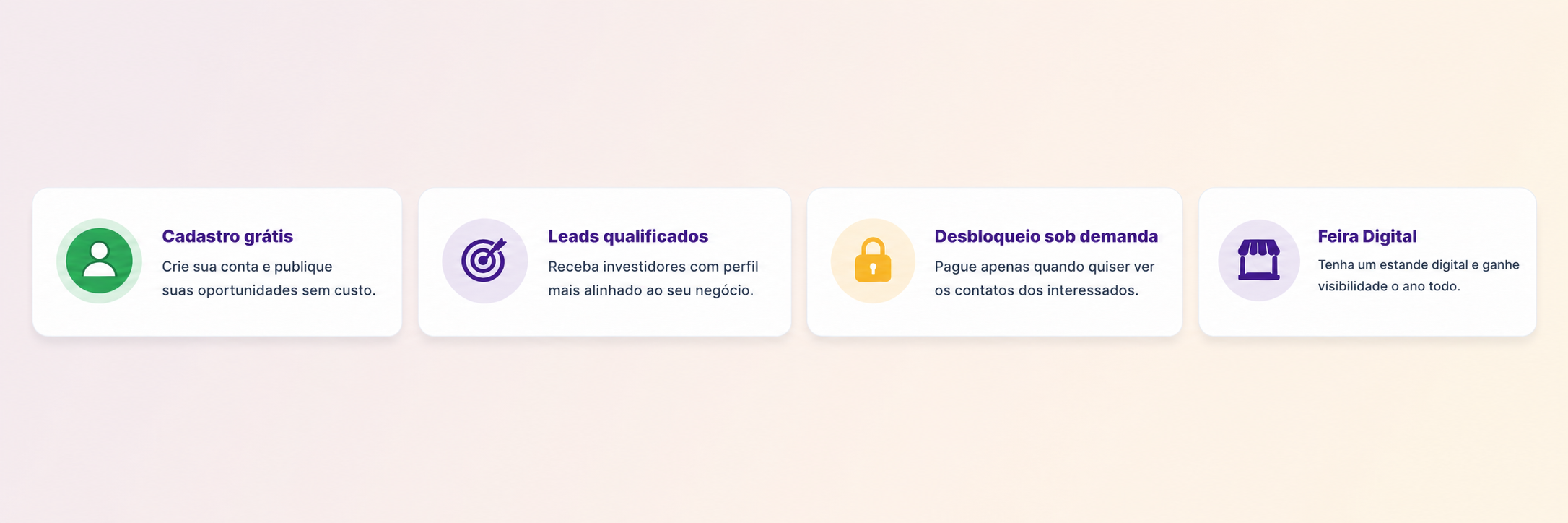 Cadastro grátis, leads qualificados, desbloqueio sob demanda e Feira Digital